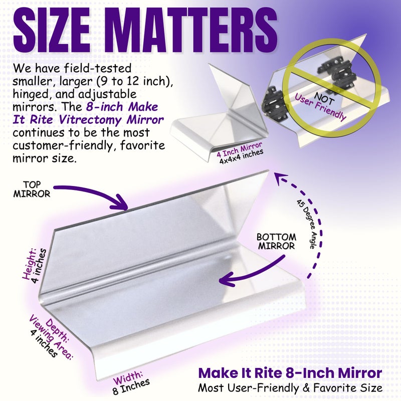Make It Rite Mirror 8" Wide 2-Way Make It Rite Mirror for Face Down Vitrectomy Eyesight and Proning Lung Recovery | Easy to Watch TV During Face Down Recovery - Image 4